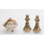 Asian ceramics including a pair of Japanese Satsuma small vases