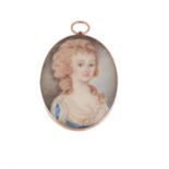Y 19th century Continental school- small portrait miniature on ivory of a woman