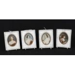 Y A set of four ivory framed portrait miniatures- & 3 prints
