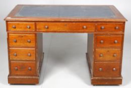 A late Victorian twin pedestal desk