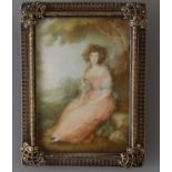 Y 'RB' after George Romney- a portrait miniature of Miss Martindale