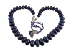 A facetted sapphire bead necklace