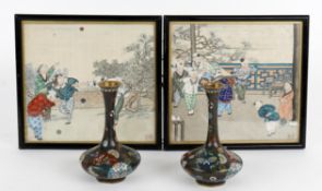 A pair of Japanese cloisonné vases