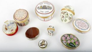 A collection of Halcyon Days enamel boxes