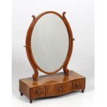 A late George III mahogany and box strung dressing table mirror