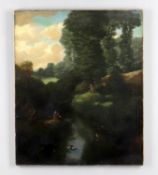 W Ford (19th century), Landscape with stream and figures