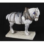 A Royal Copenhagen large porcelain model of a standing Percheron cart horse