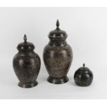 Three modern decorative vase and covers