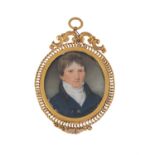 Y Sophie Remy (French early 19th century)- portrait miniature on ivory of a young man