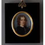 Y Eliza Anne Drummond (born 1799- Exhibited 1820-1837) a portrait miniature on ivory of a young woma