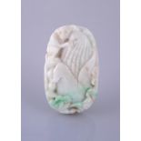 A Chinese jadeite 'Monkey and Corn' carving