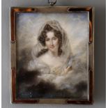 Y J Lecourt (French fl. 1804-1831) - two portrait miniatures on ivory of courtly women