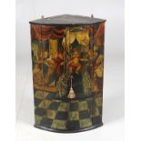 A late 18th century Dutch Friesland painted corner cupboard