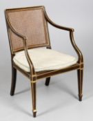 A Regency and later simulated rosewood and parcel gilt bergere