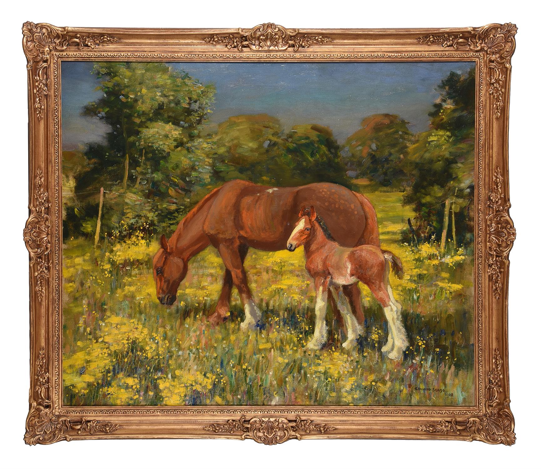 λ Edward Seago (British 1910-1974), Horses in a Norfolk landscape - Image 2 of 3
