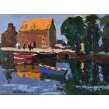 λ Donald McIntyre (British 1923-2009), Boats and Mill