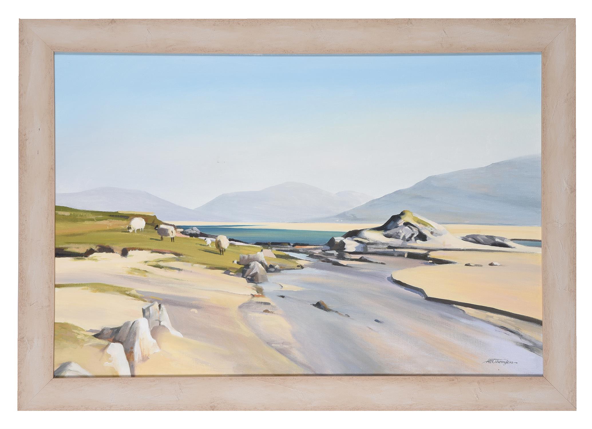 λ Alastair W. Thomson (Scottish b. 1929), Sheep on the Shore, Luskentyre, Isle of Harris - Image 2 of 3