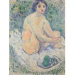 Follower of Henri Lebasque (20th century), Jeune femme a la Corbeille de Fruits