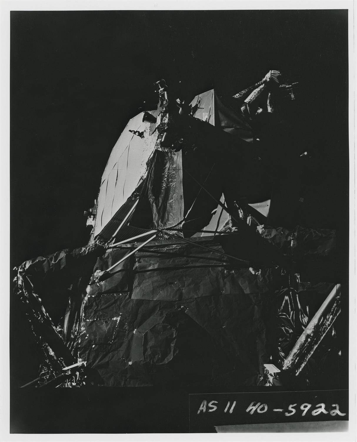 Golden footpad and the ascent stage of the Lunar Module 'Eagle' [two images], Apollo 11, July 1969 - Image 3 of 4