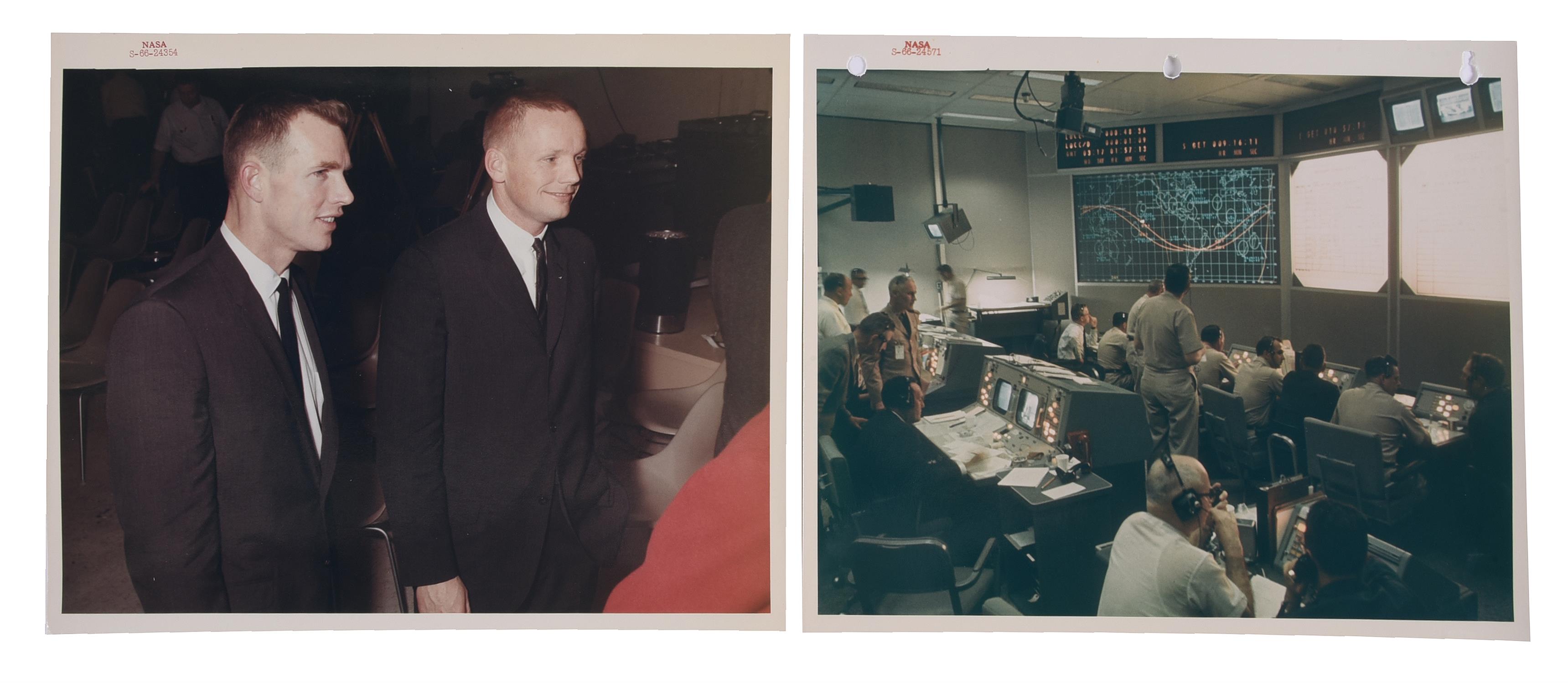 Pre-flight press conference and Mission Control during emergency recovery, Gemini 8, February 1966