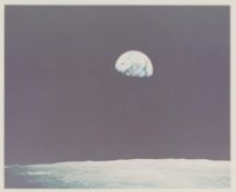 Second colour photograph of the first Earthrise seen by humans, Apollo 8, December 1968