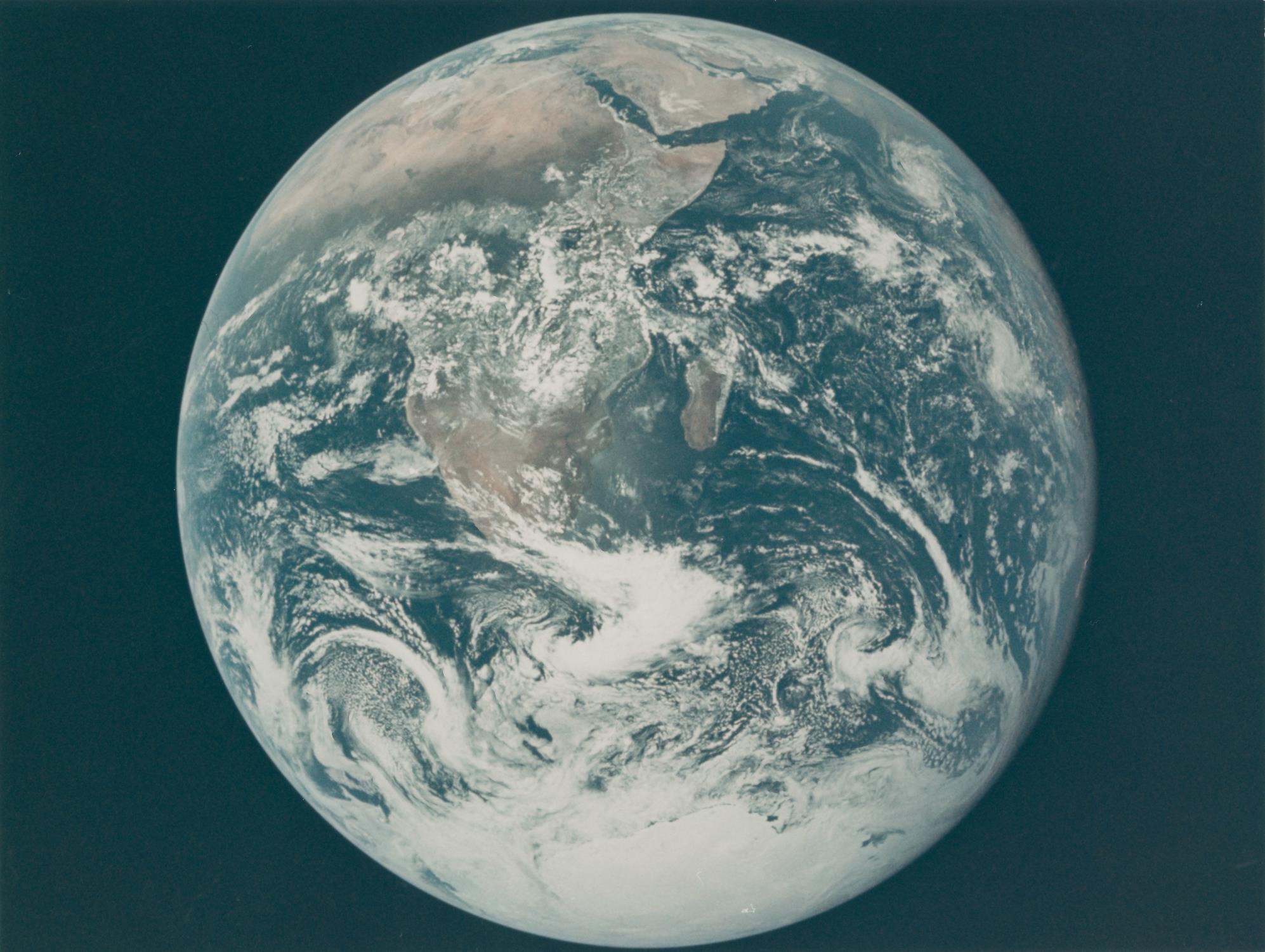 The 'Blue Marble', the first photograph of the full Earth seen by humans, Apollo 17, December 1972