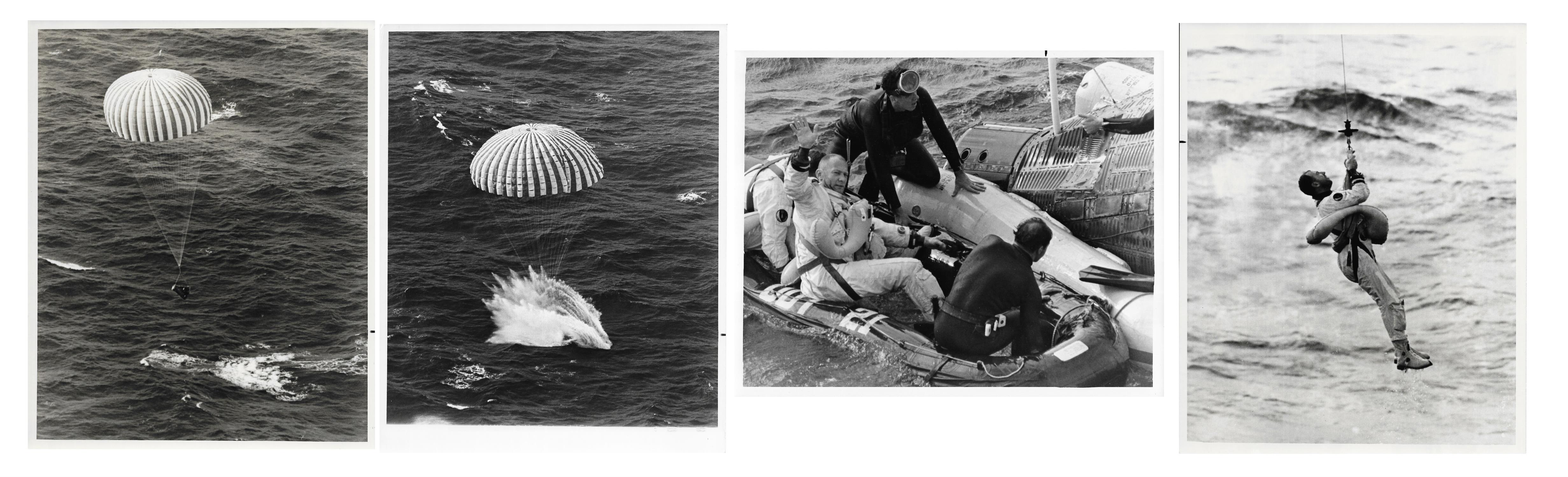 Views of splashdown and recovery [five photographs], Gemini 12, November 1966