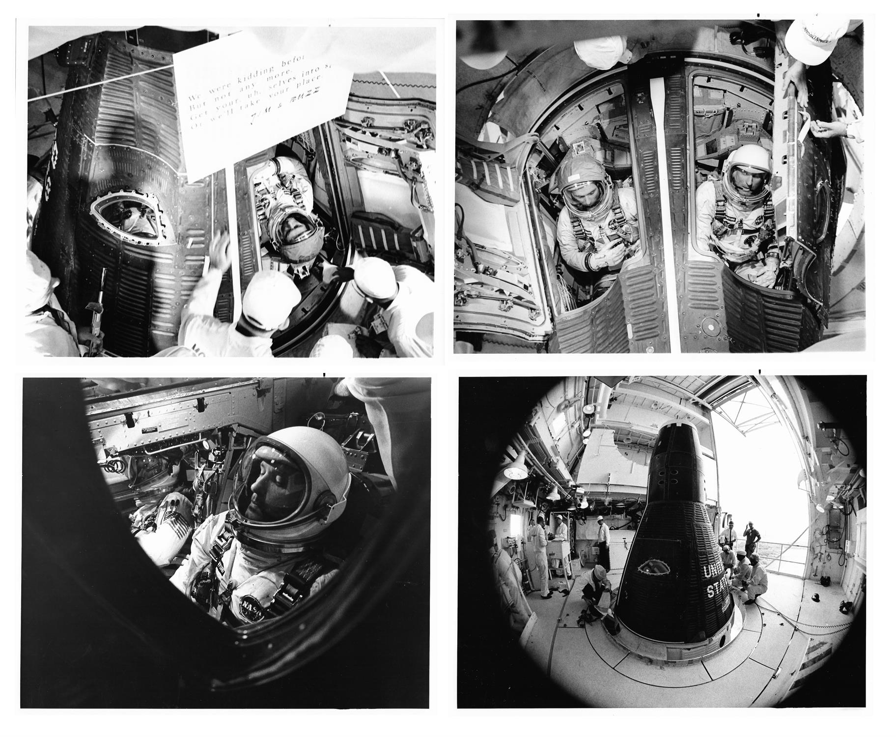 Pre-flight prepartions during final moments before the launch [five views], Gemini 9A, June 1966