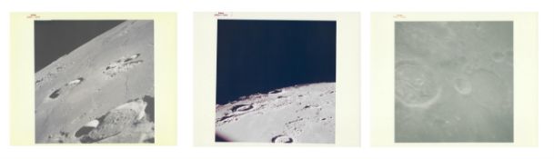 Three views of the lunar surface taken from orbit, Apollo 12, November 1969