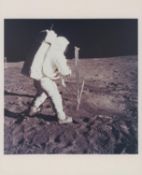 Buzz Aldrin taking core samples of lunar soil, Apollo 11, July 1969