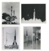 The first US satellite launch (Vanguard, Explorer I) and early views of V2 rockets, 1949-1958