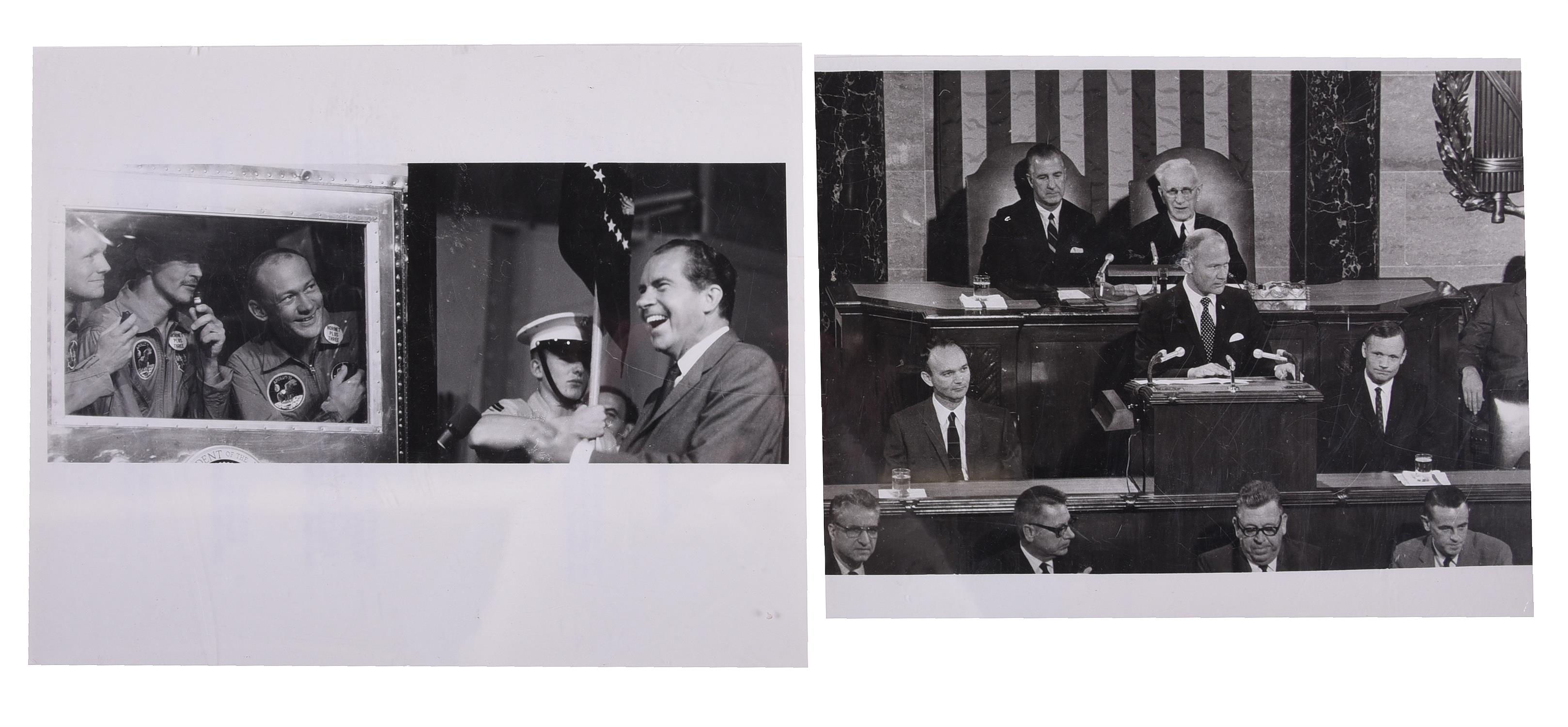 Quarantined crew speak with President Nixon and in front of Congress, Apollo 11, July-September 1969