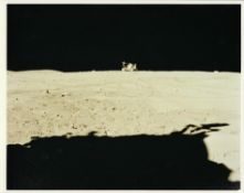 John Young drives the Lunar Rover to the 'VIP point', Apollo 16, April 1972