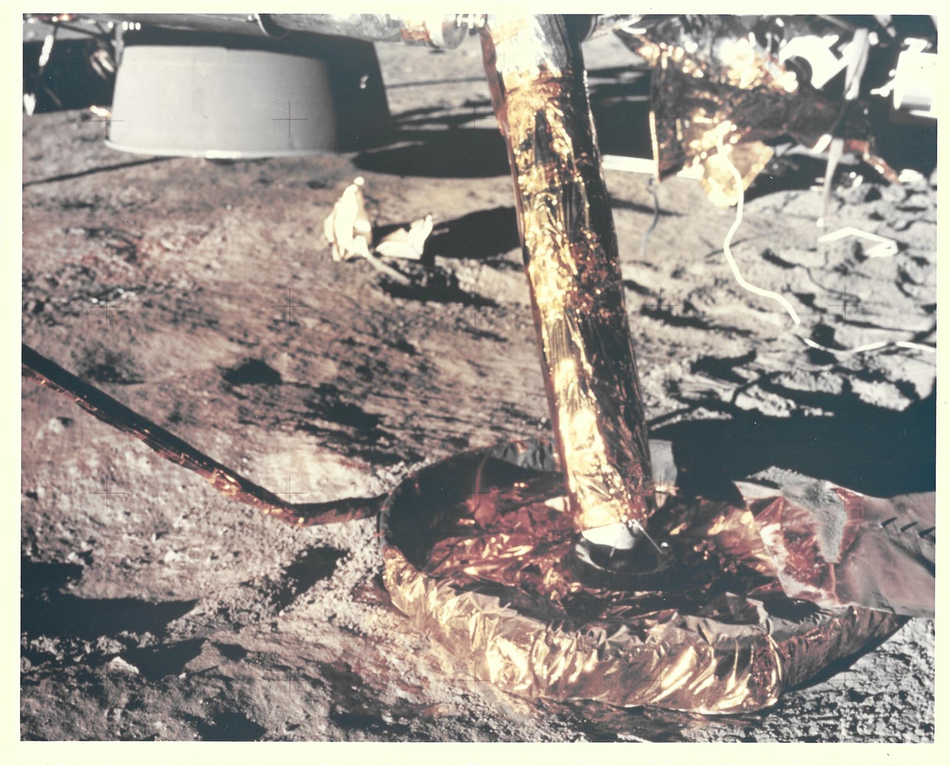 Diptych: the footpad of the LM and Alan Bean photographing the LM, Apollo 12, November 1969, EVA 1 - Image 4 of 5