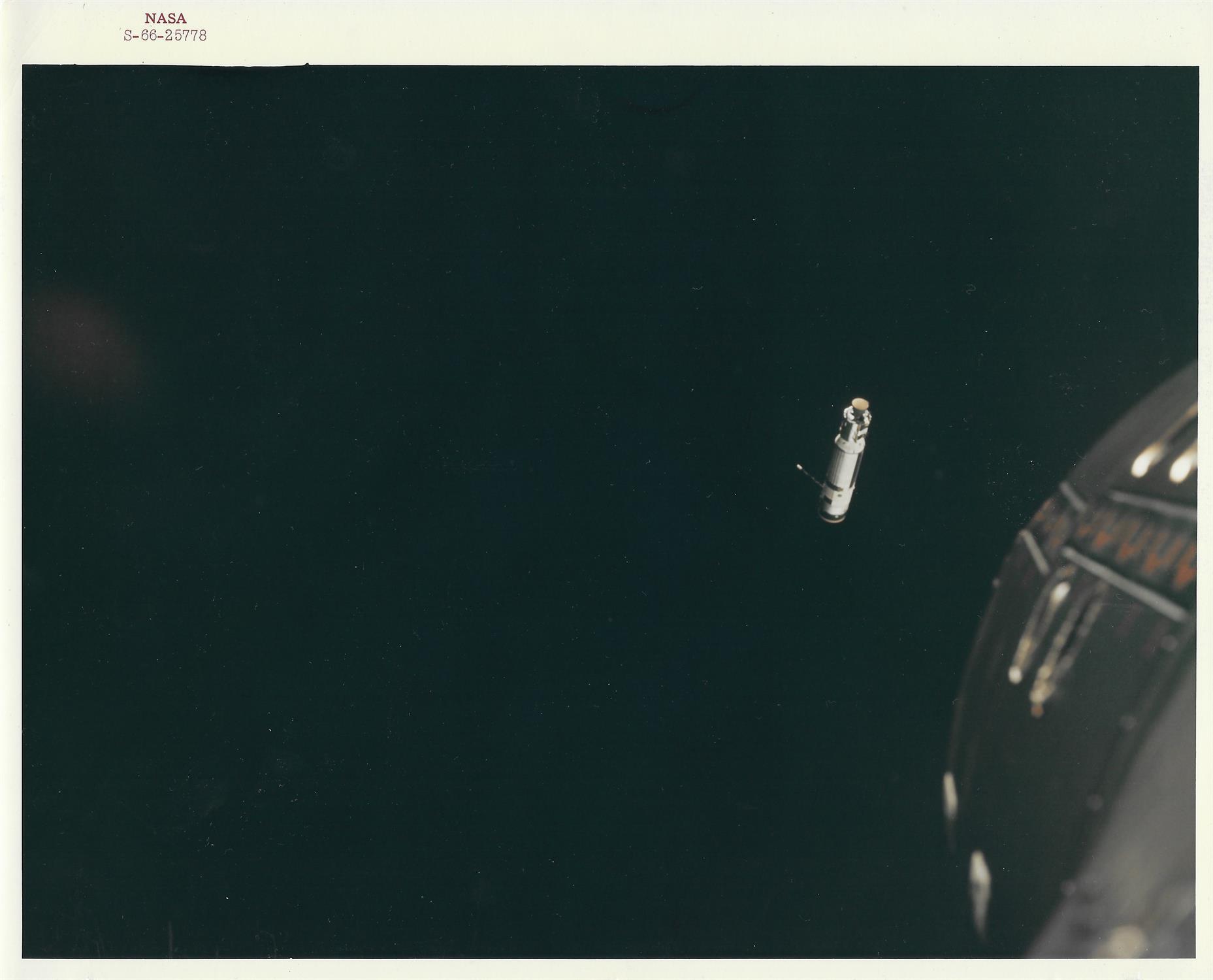 Four views of the Agena Target Docking Vehicle at a decreasing distance, Gemini 8, March 1966 - Image 2 of 9