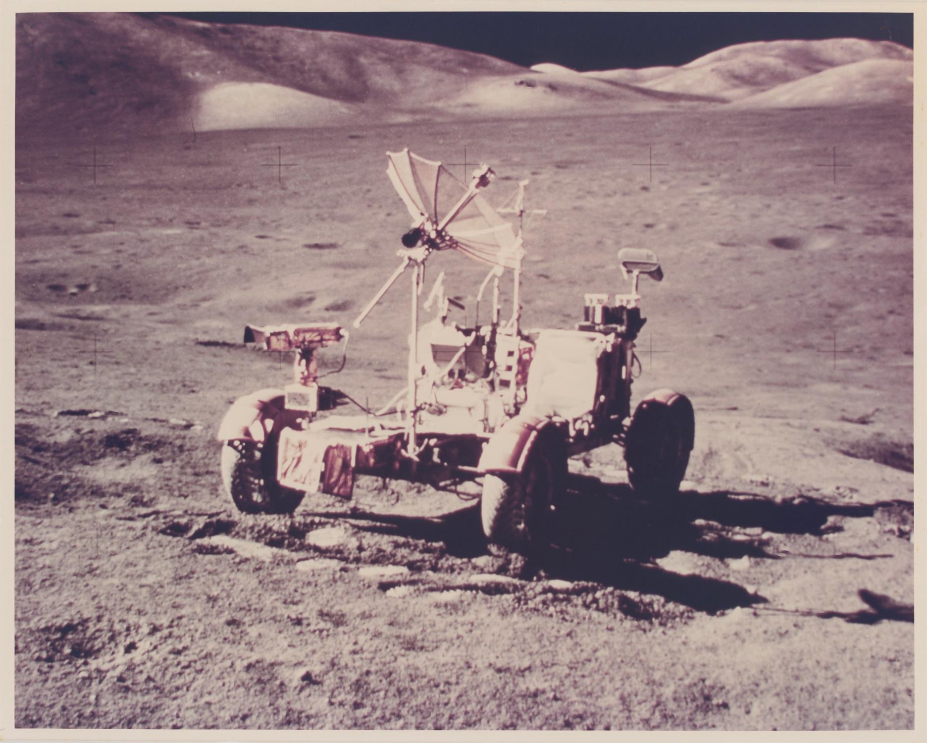 The Lunar Rover in the Valley of Taurus-Littrow, station 8, Apollo 17, December 1972, EVA 3