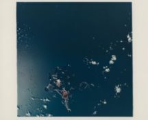 Lunar Module 'Spider' in the Earth's orbit with landing gear deployed, Apollo 9, March 1969