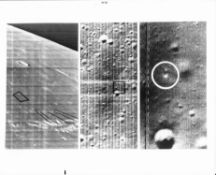 Views of Surveyor 1's landing site, a mosaic, Lunar Orbiter 3, February 1967