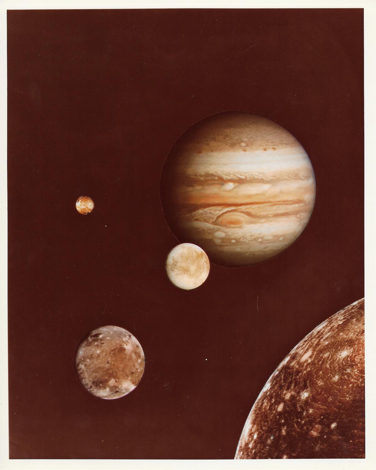 Two composite images of Jupiter and Saturn with their moons, Voyager 1, 1979 - Image 2 of 5