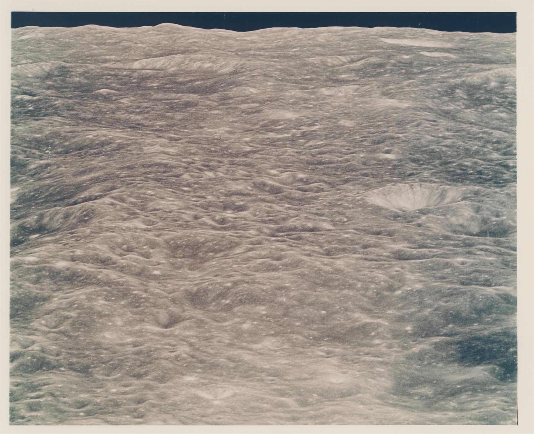 Sun-illuminated farside lunar terrain as first witnessed by humans, Apollo 8, December 1968