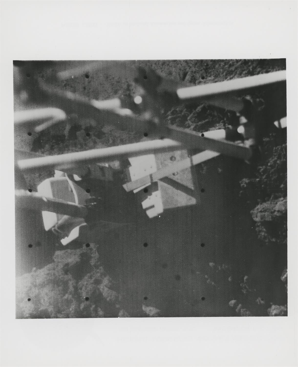 Three self-portraits of Surveyor 3 collecting lunar soil samples, Surveyor 3, April-May 1967 - Image 2 of 7