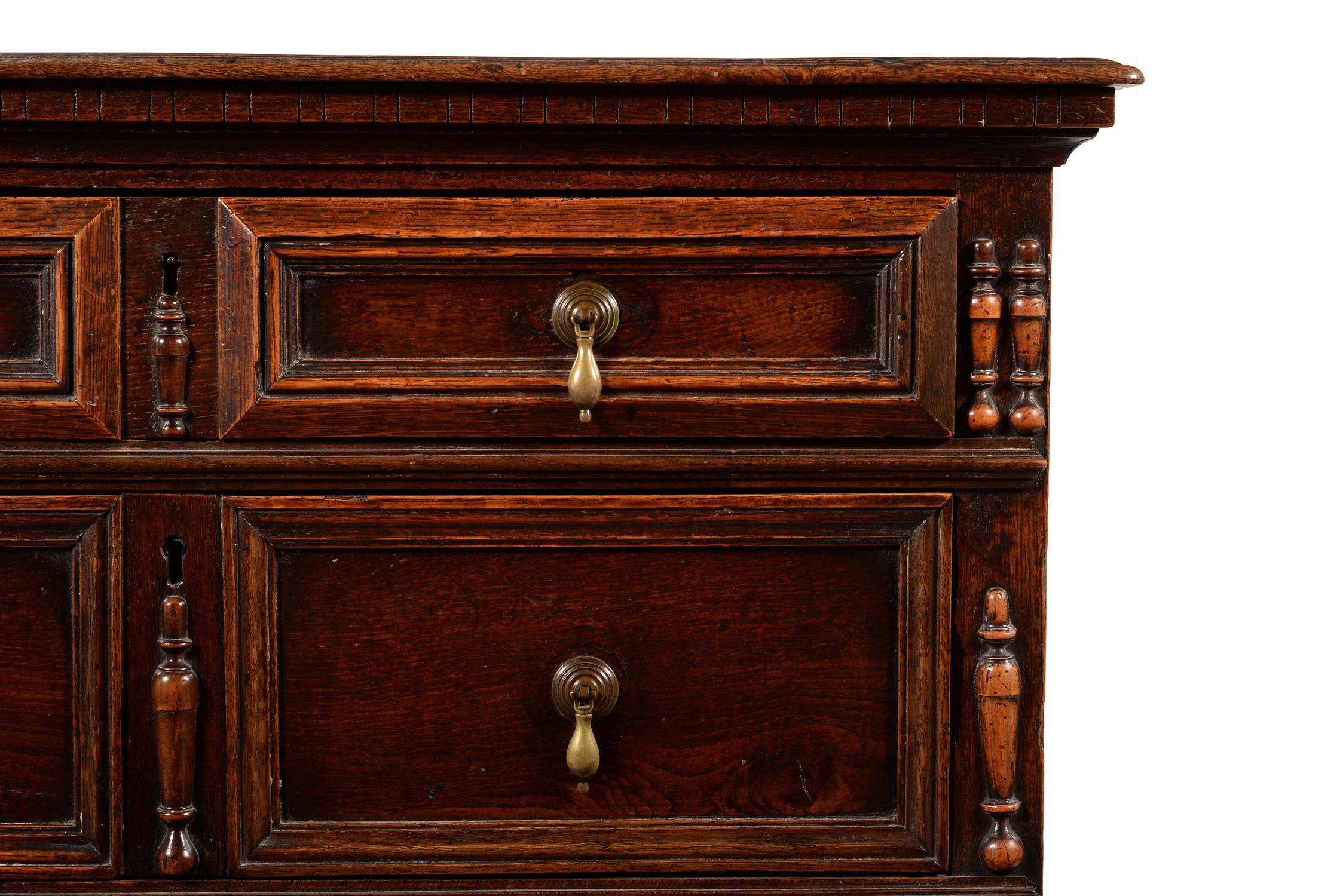 A Charles II oak chest of drawers - Image 3 of 3