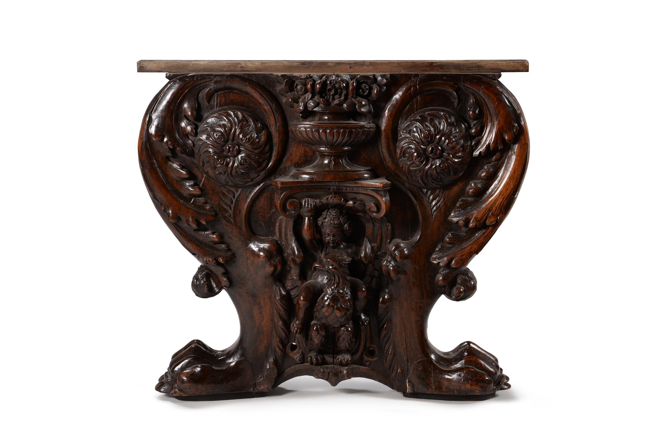 An elm and walnut dining table, of refectory type, in 17th century Italian style - Image 4 of 6