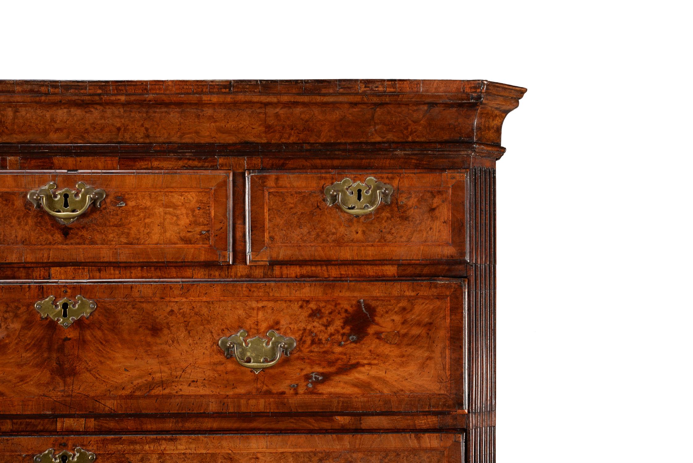 A George II burr walnut and feather banded chest on chest - Image 4 of 4