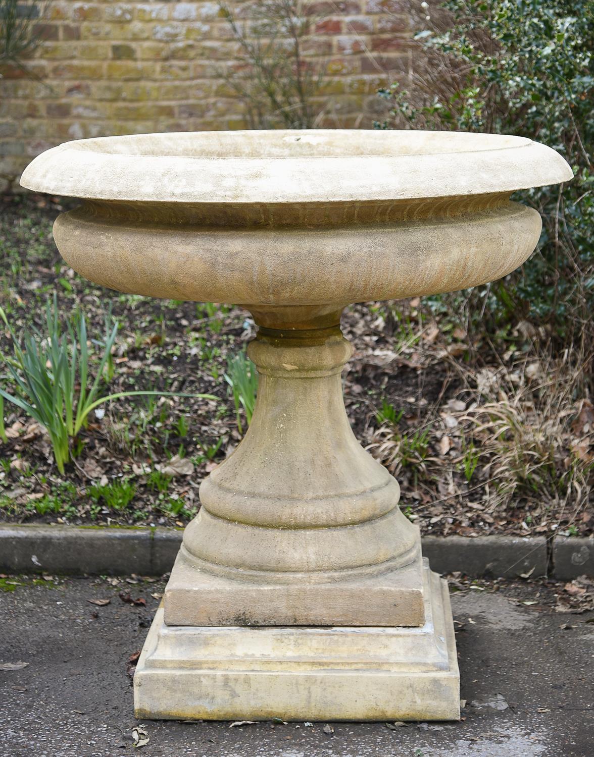 A large English stone composition tazza in the style of examples by John Marriott Blashfield