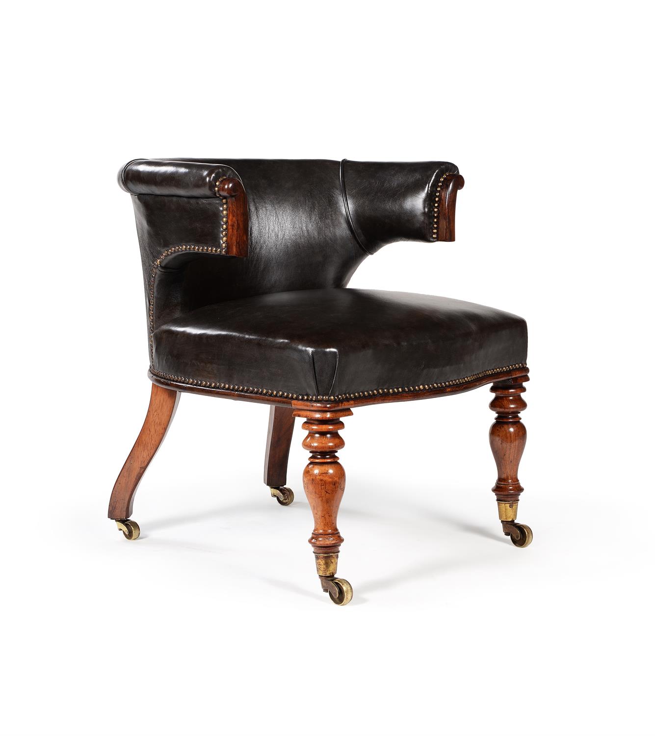 Y A William IV rosewood and leather upholstered library armchair - Image 2 of 3