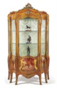 Y A French kingwood and gilt metal mounted 'Vernis Martin' vitrine