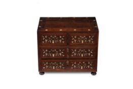 Y An Indo-Portuguese rosewood and bone inlaid table cabinet, early 18th century