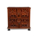 A William & Mary yew wood oyster veneered and inlaid chest of drawers