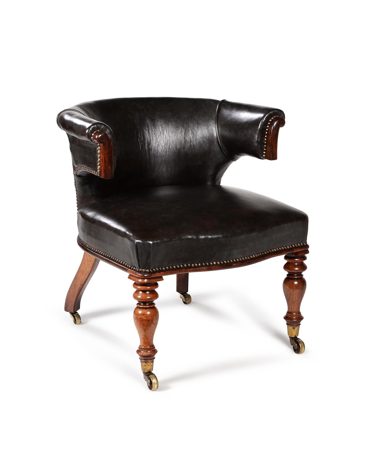 Y A William IV rosewood and leather upholstered library armchair